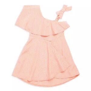 12M Habitual Kids Baby Girls Peach Stripe Asymmetrical Dress with Diaper Cover